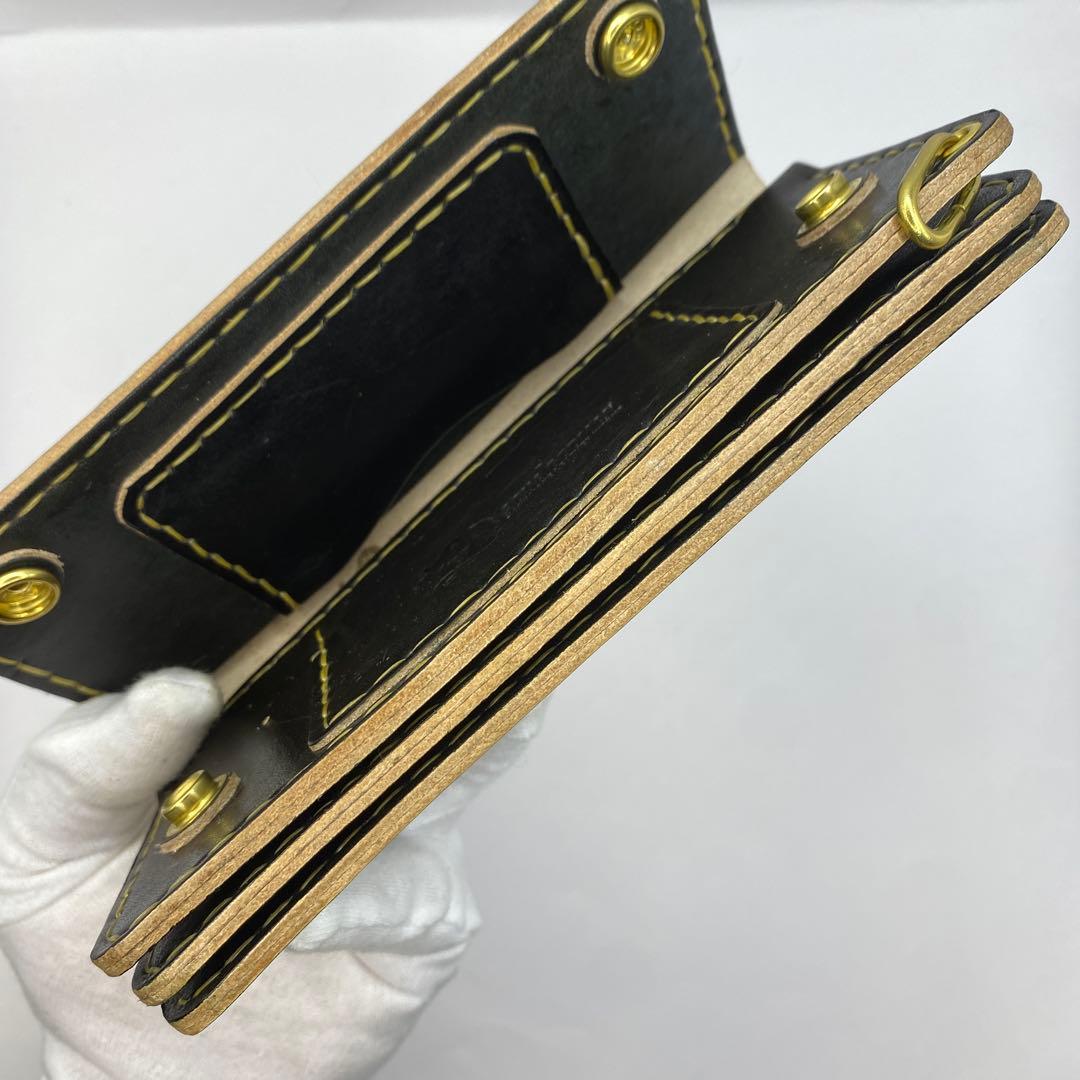 オマケ/ 無骨 本革丘染め 黒 長財布 /ブラック ロングトラッカーウォレット