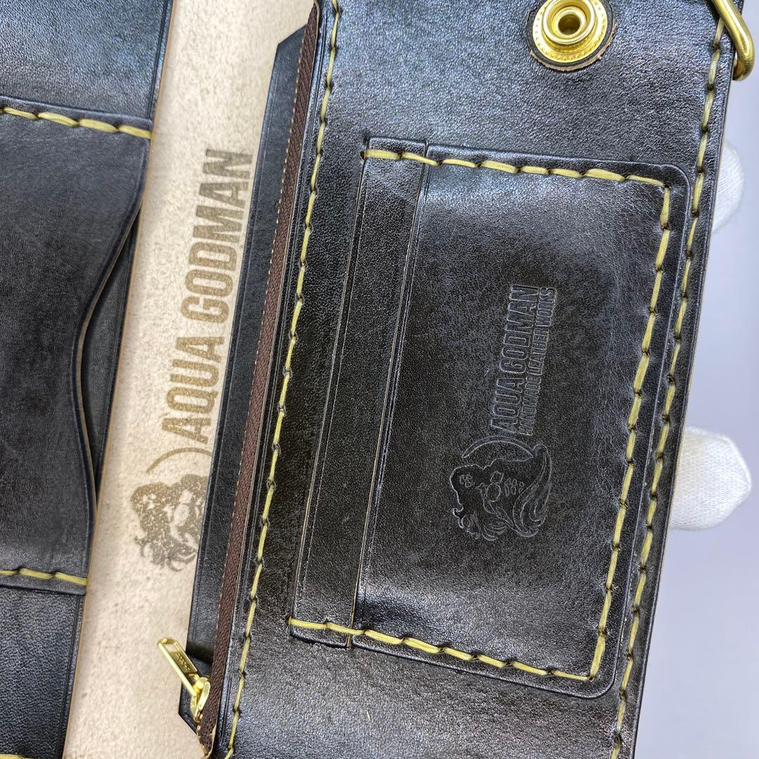 オマケ/ 無骨 本革丘染め 黒 長財布 /ブラック ロングトラッカーウォレット