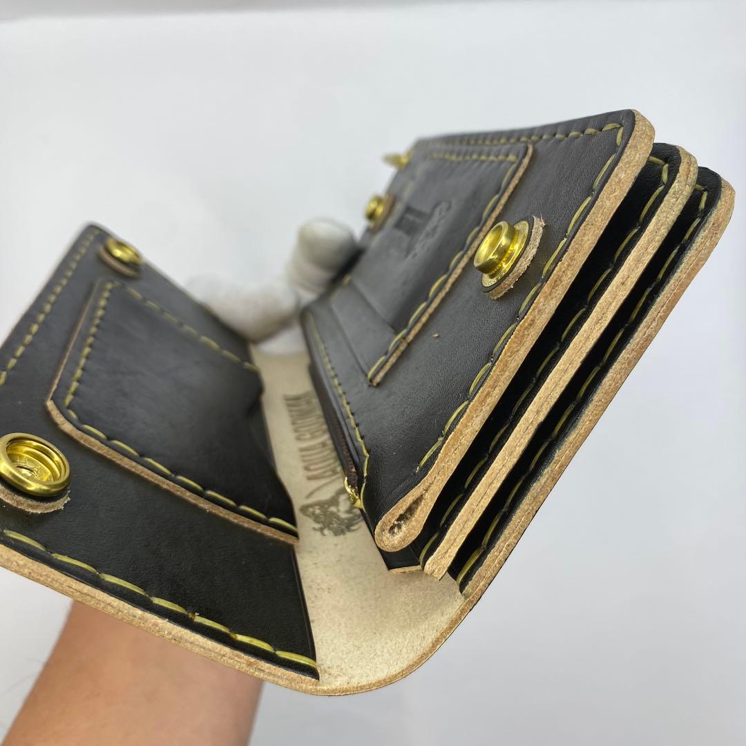 オマケ/ 無骨 本革丘染め 黒 長財布 /ブラック ロングトラッカーウォレット