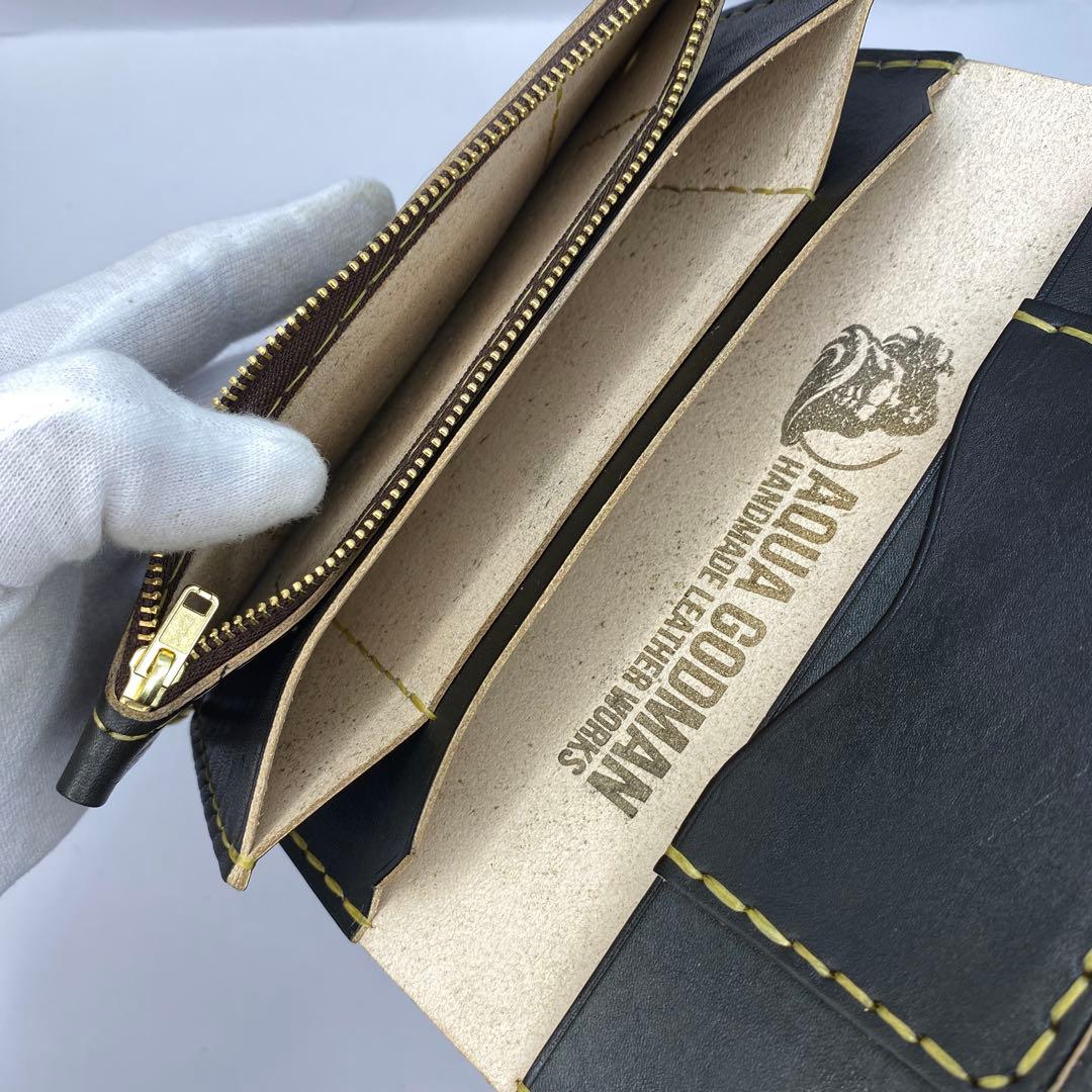 オマケ/ 無骨 本革丘染め 黒 長財布 /ブラック ロングトラッカーウォレット