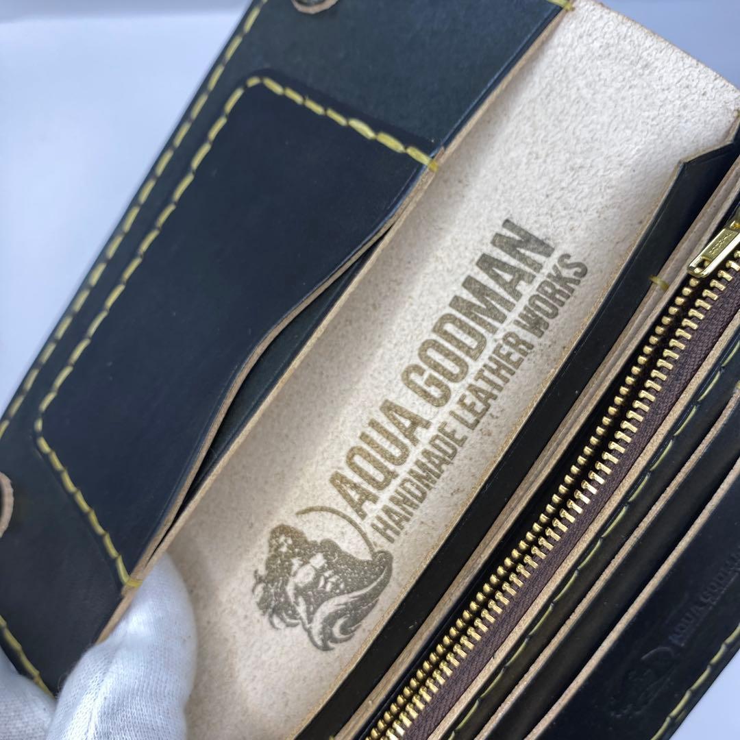 オマケ/ 無骨 本革丘染め 黒 長財布 /ブラック ロングトラッカーウォレット