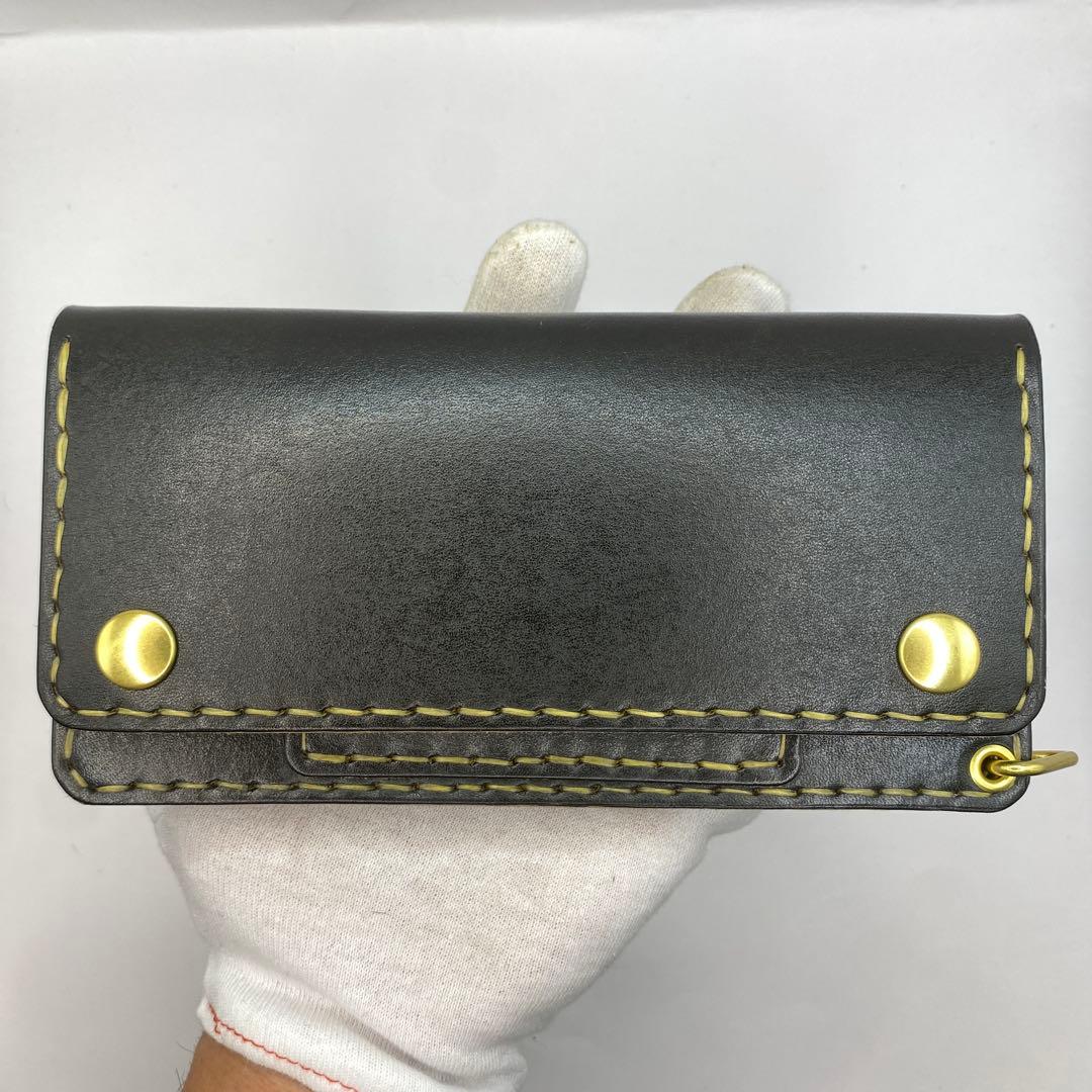 オマケ/ 無骨 本革丘染め 黒 長財布 /ブラック ロングトラッカーウォレット