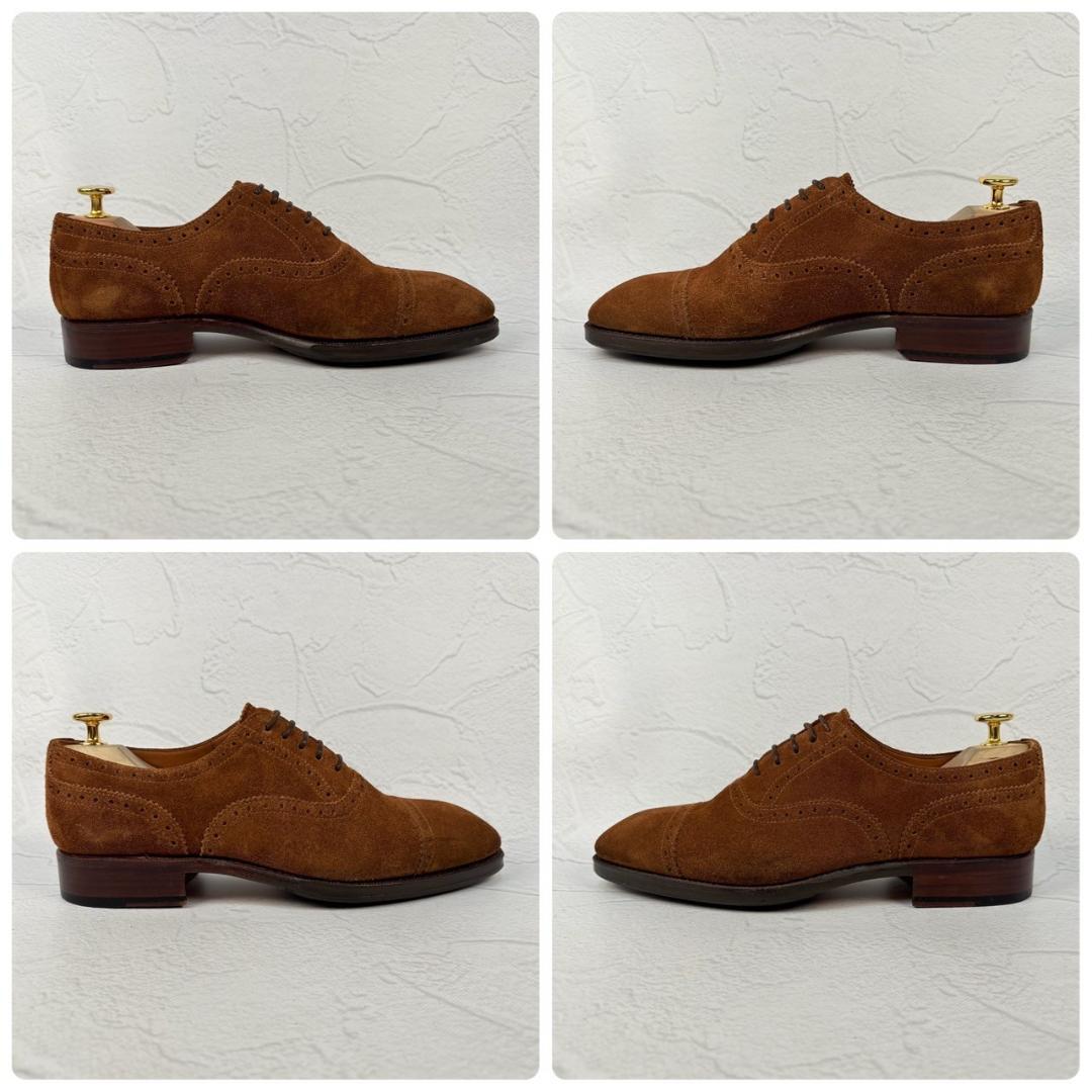 【美品】ヤンコ クウォーターブローグ 内羽根 スエード 茶 5 スペイン