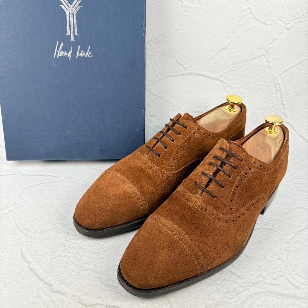 【美品】ヤンコ クウォーターブローグ 内羽根 スエード 茶 5 スペイン