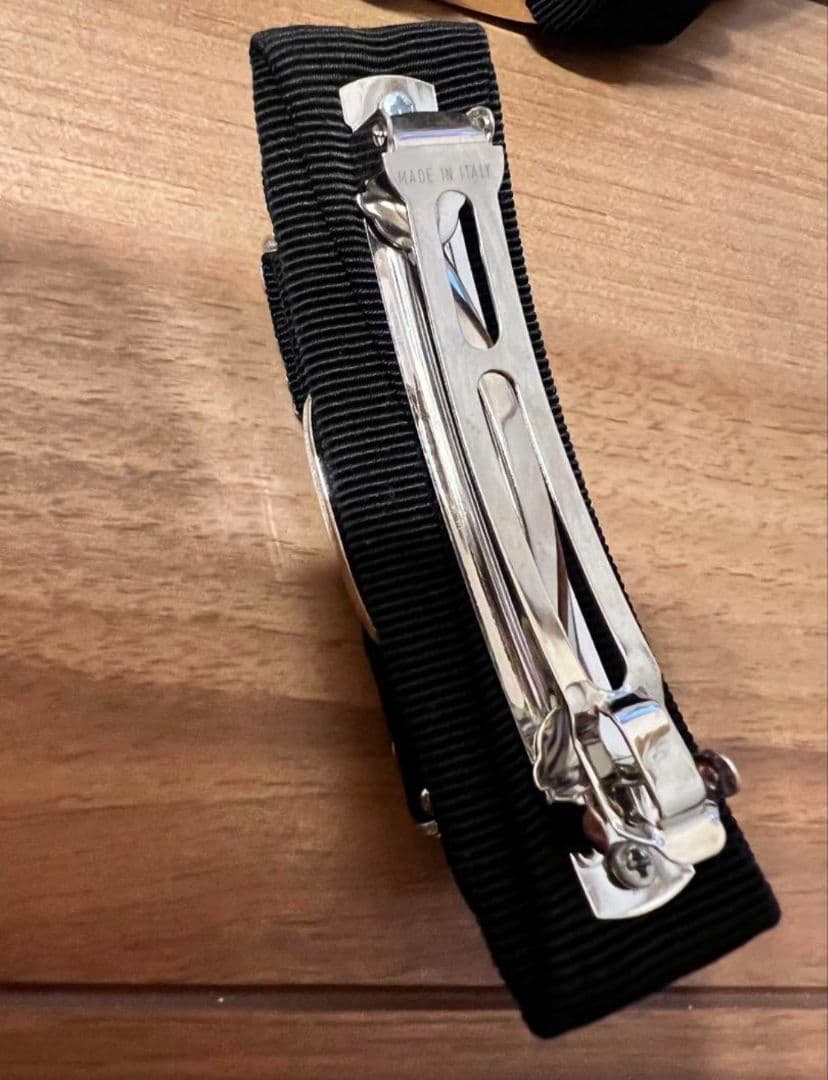 【り】Ferragamo カチューシャ　バレッタ ヴァラ　リボン 黒