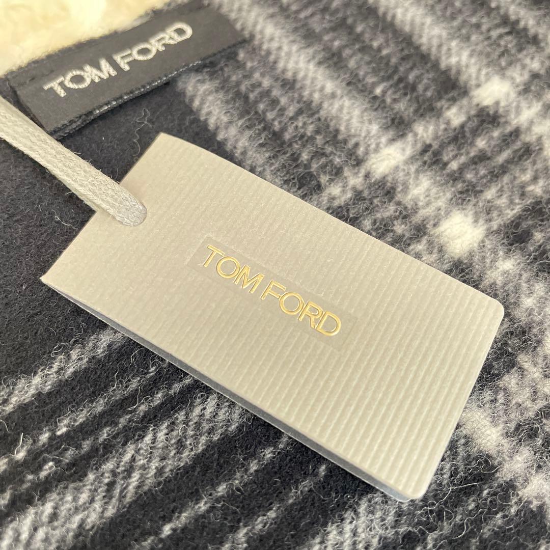 TOM FORDトムフォード 新品　メンズ　マフラー　ブラックチェック