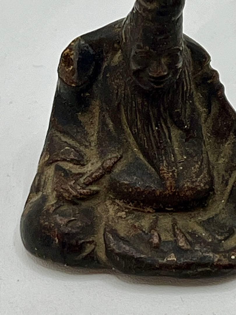 人丸の像　共箱　筆　文学　後島羽天皇　人丸像　時代物　アンティーク　古道具　仏像