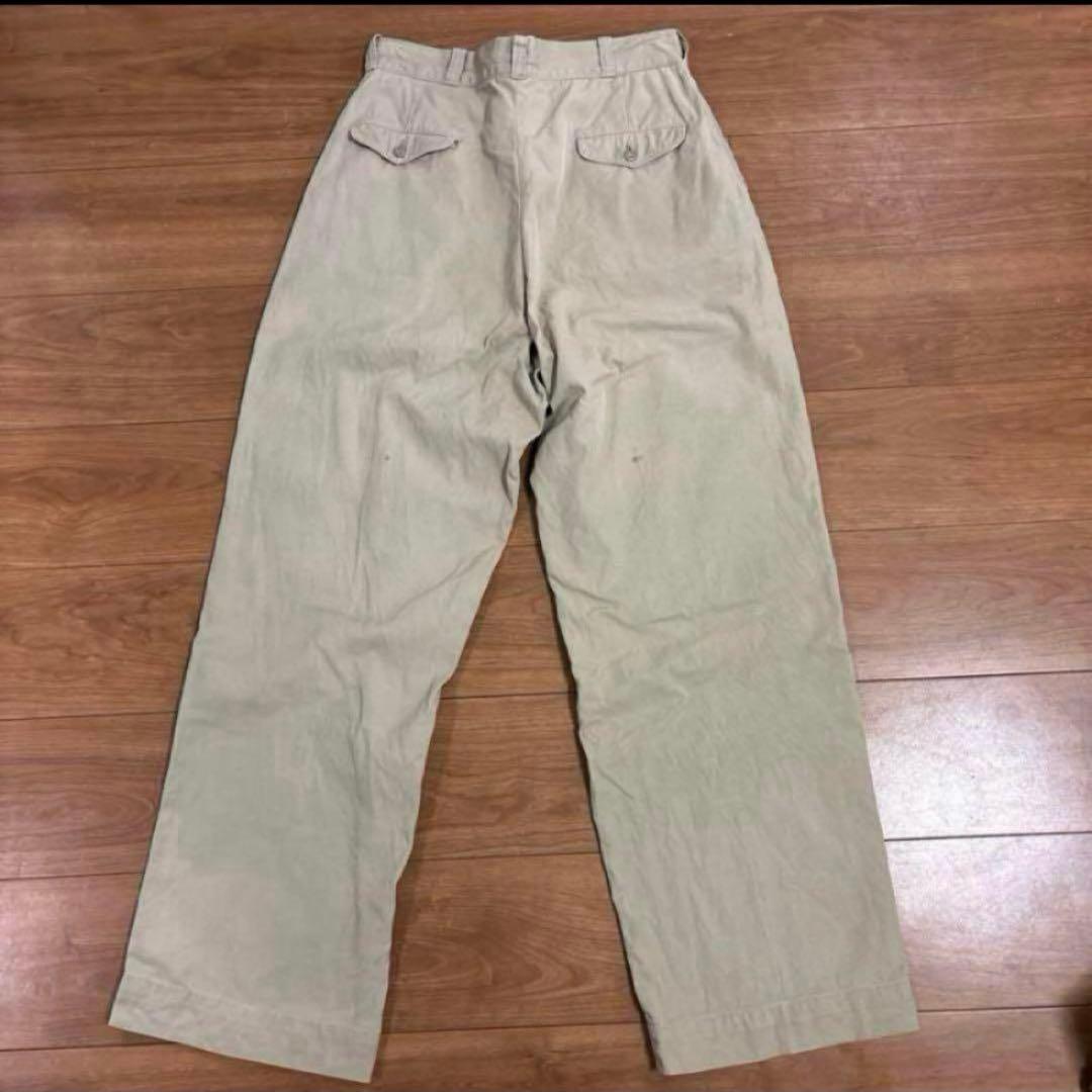 60s アルミジッパー　米軍　実物　軍チノ　COTTON サイズ32×31