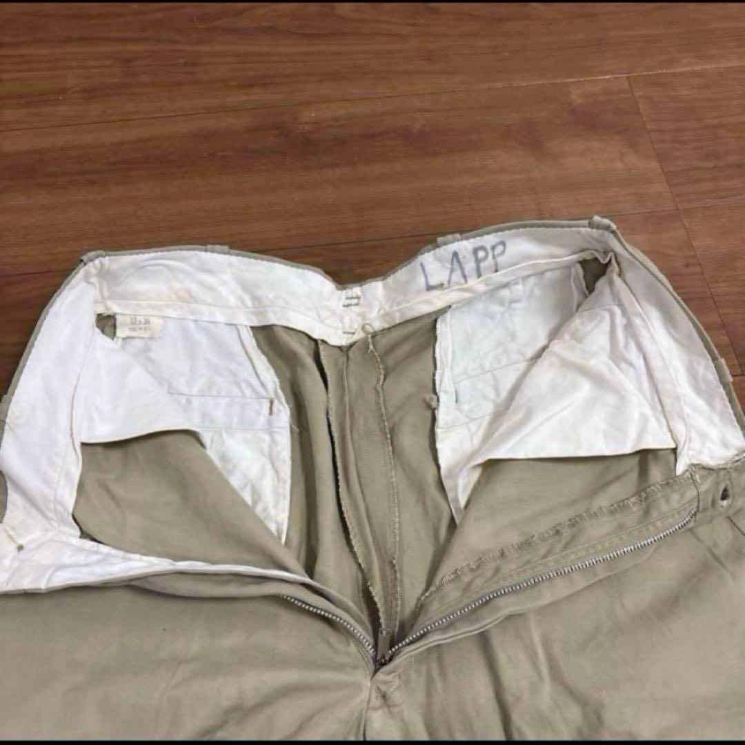 60s アルミジッパー　米軍　実物　軍チノ　COTTON サイズ32×31