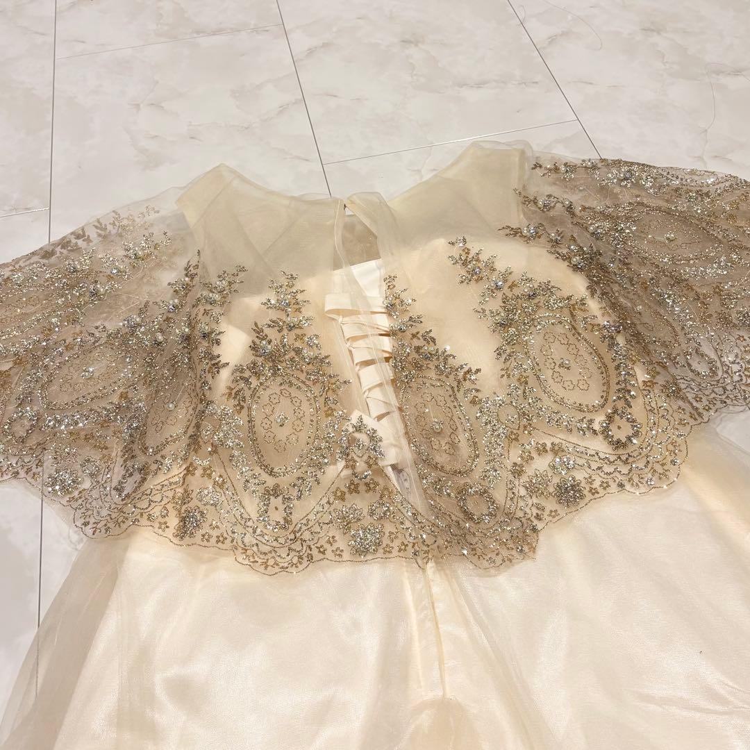 ケープ スパンコール ドレス ワンピース