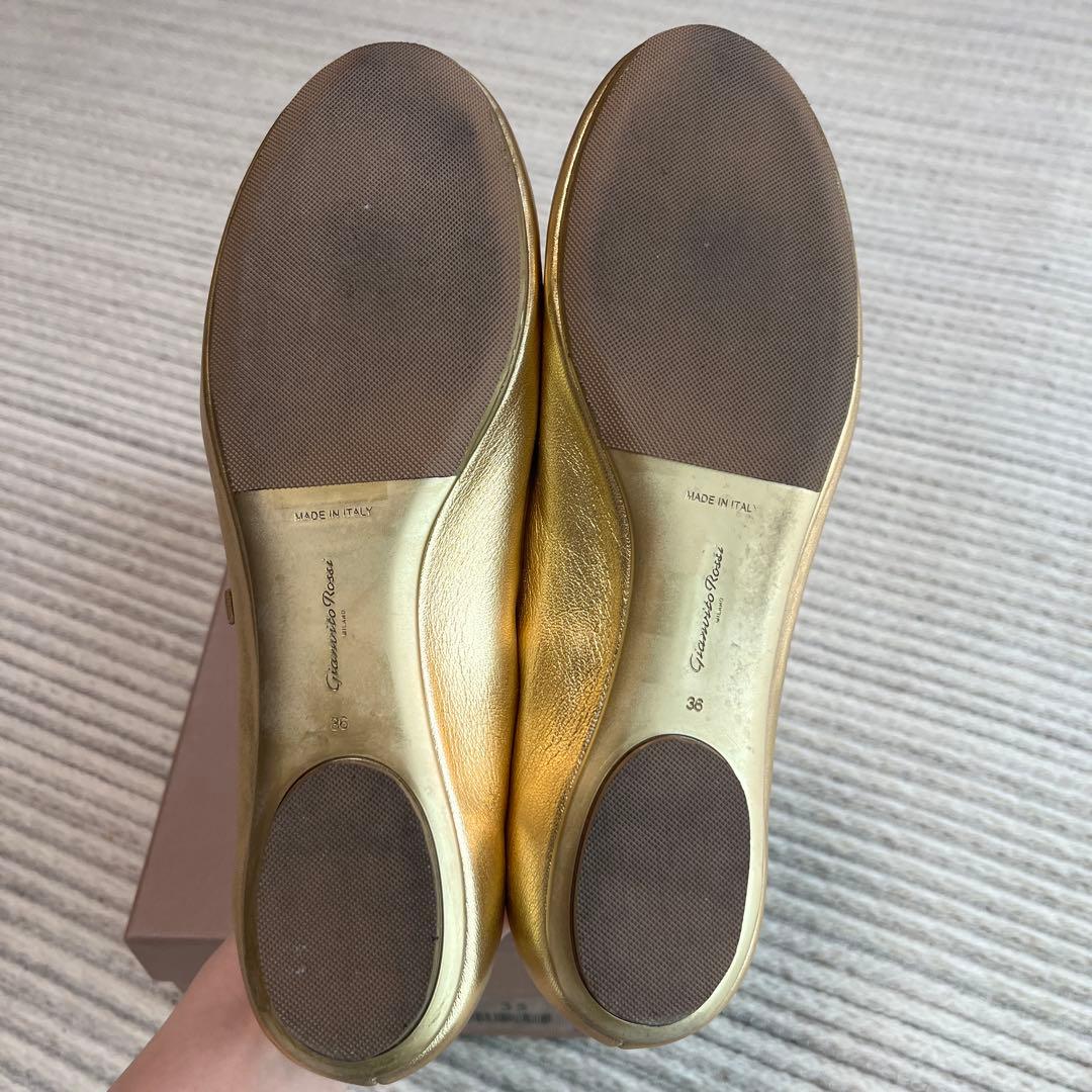 2025年購入【Gianvito Rossi】ゴールド フラットシューズ