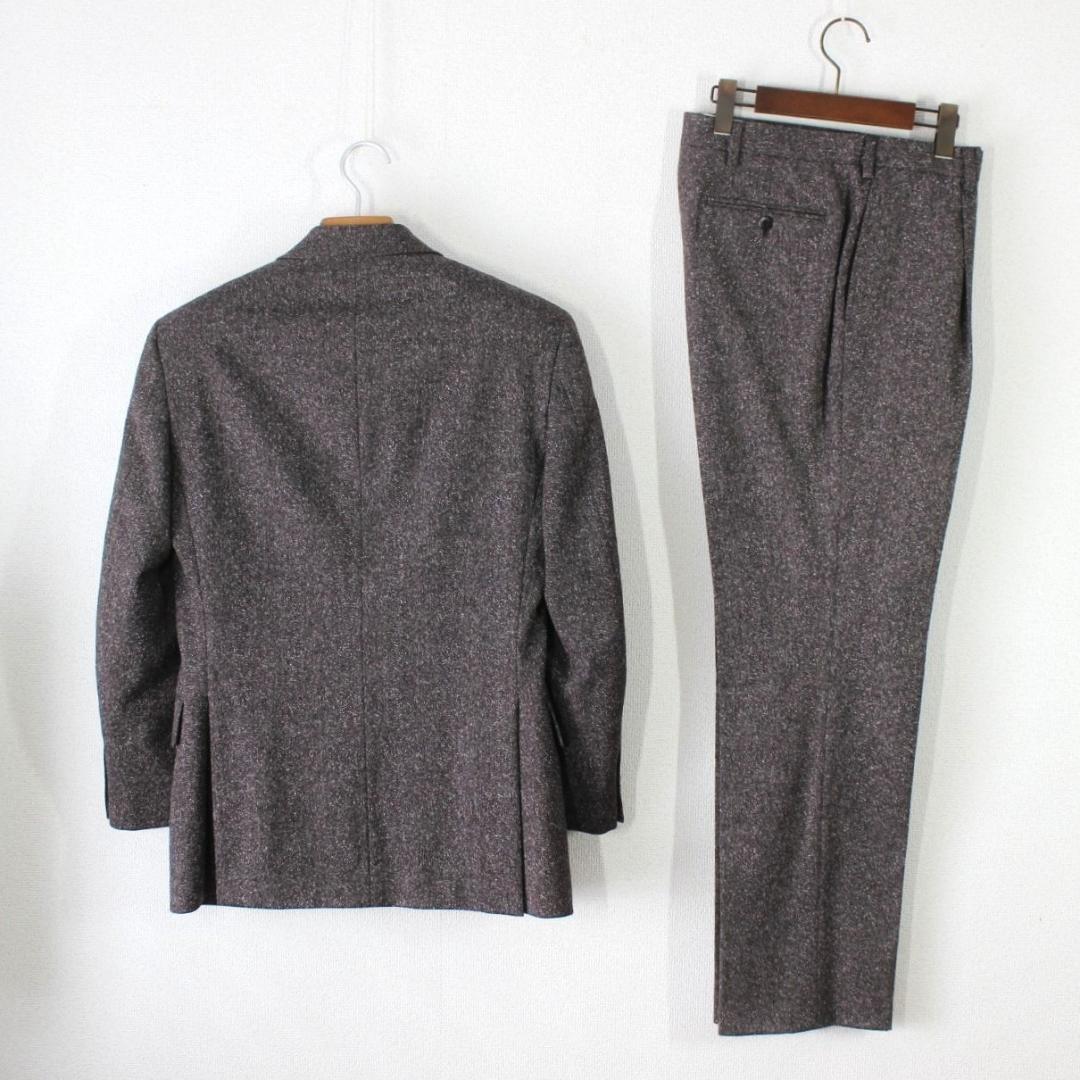 54【新品同様】ニューヨーカー スーツ YA5 メンズ ネップ入りツイード 秋冬