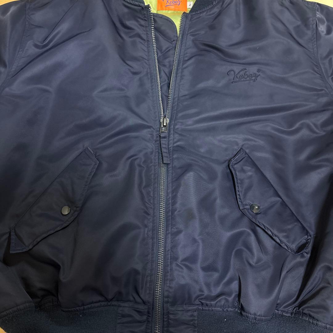 【希少】keboz ケボズ　MA-1 フライトジャケット ロゴ入り　ネイビー　L