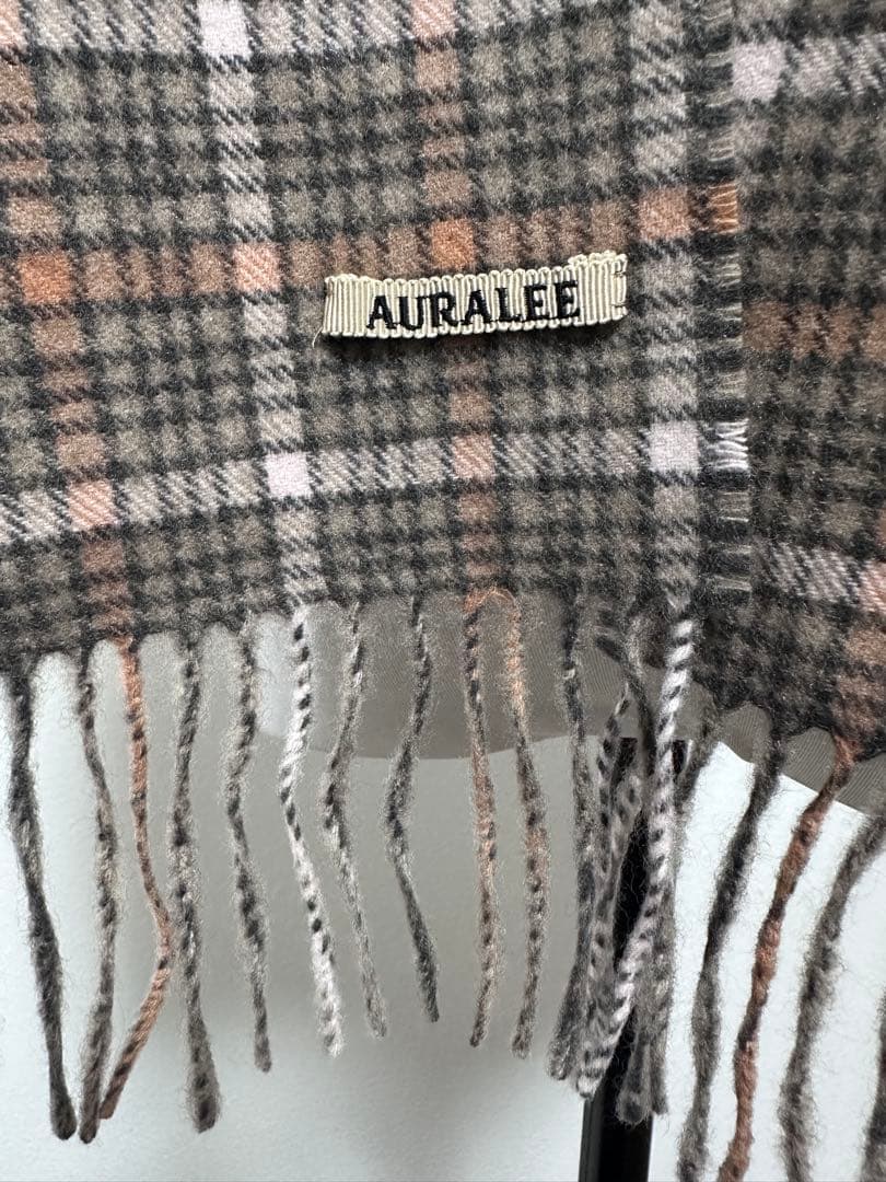 Auralee マフラー　CASHMERE CHECK NARROW STOLE