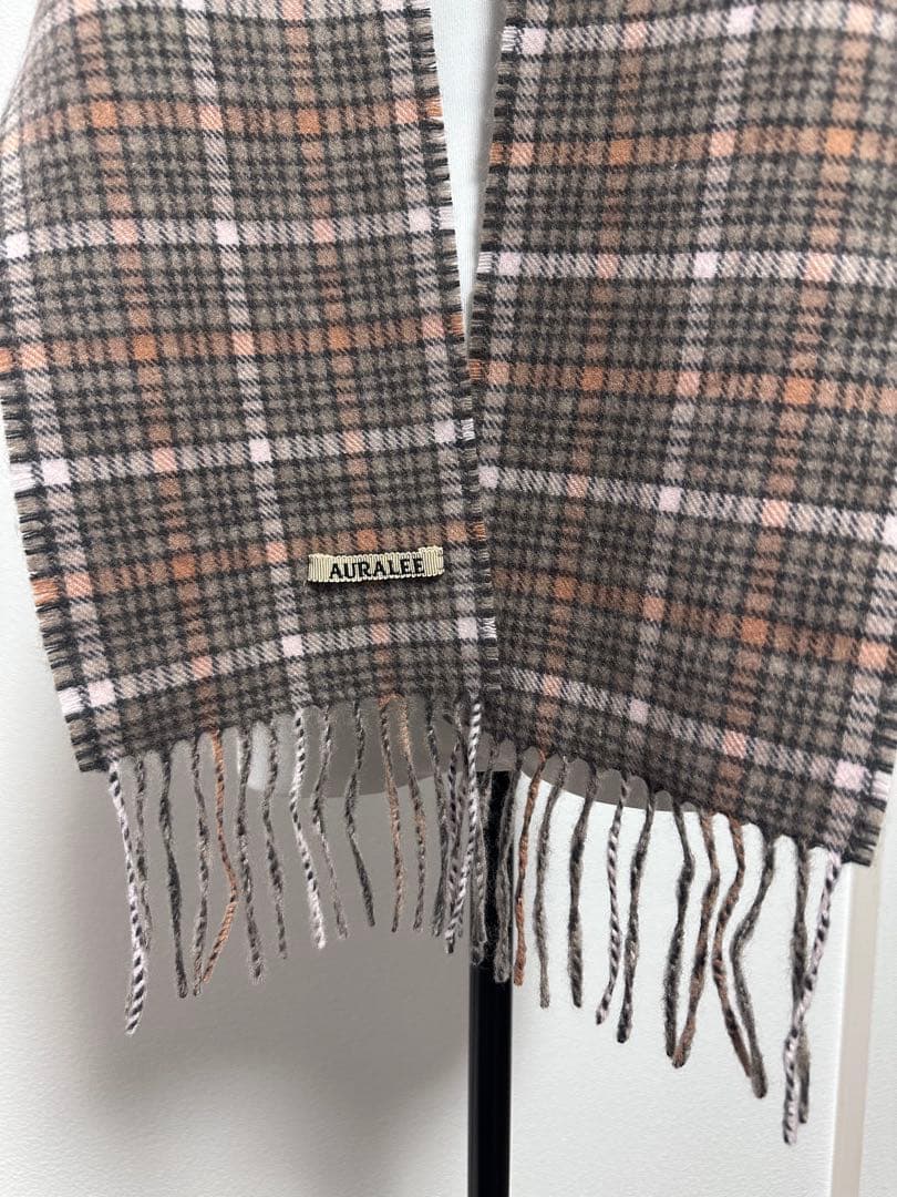 Auralee マフラー　CASHMERE CHECK NARROW STOLE