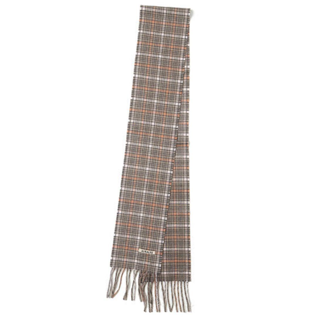 Auralee マフラー　CASHMERE CHECK NARROW STOLE