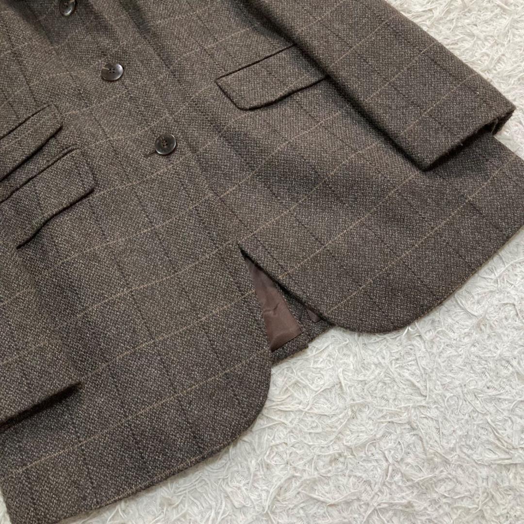 17540✨エトロ 44 キャメル テーラードジャケット チェック ツイード
