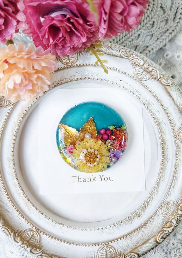 レジン　ドライフラワー　ヘアゴム　ブローチ　ポニーフック　No.294