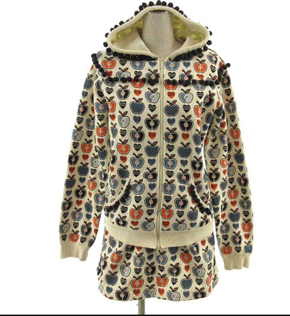 パーリーゲイツ　グレー　パープル　りんご　セットアップ