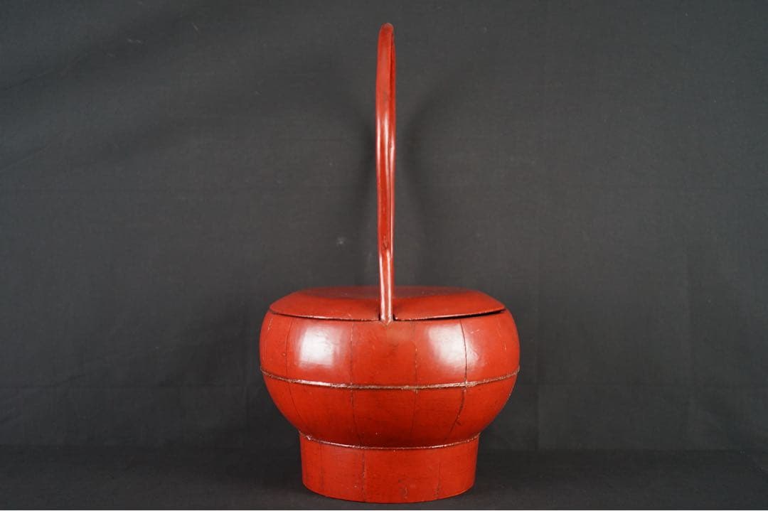 李朝 蓋物 朱漆塗 手桶 骨董 朝鮮古美術 時代物