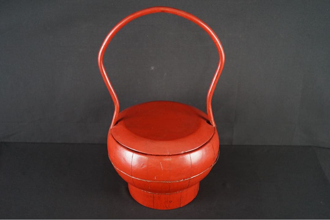 李朝 蓋物 朱漆塗 手桶 骨董 朝鮮古美術 時代物