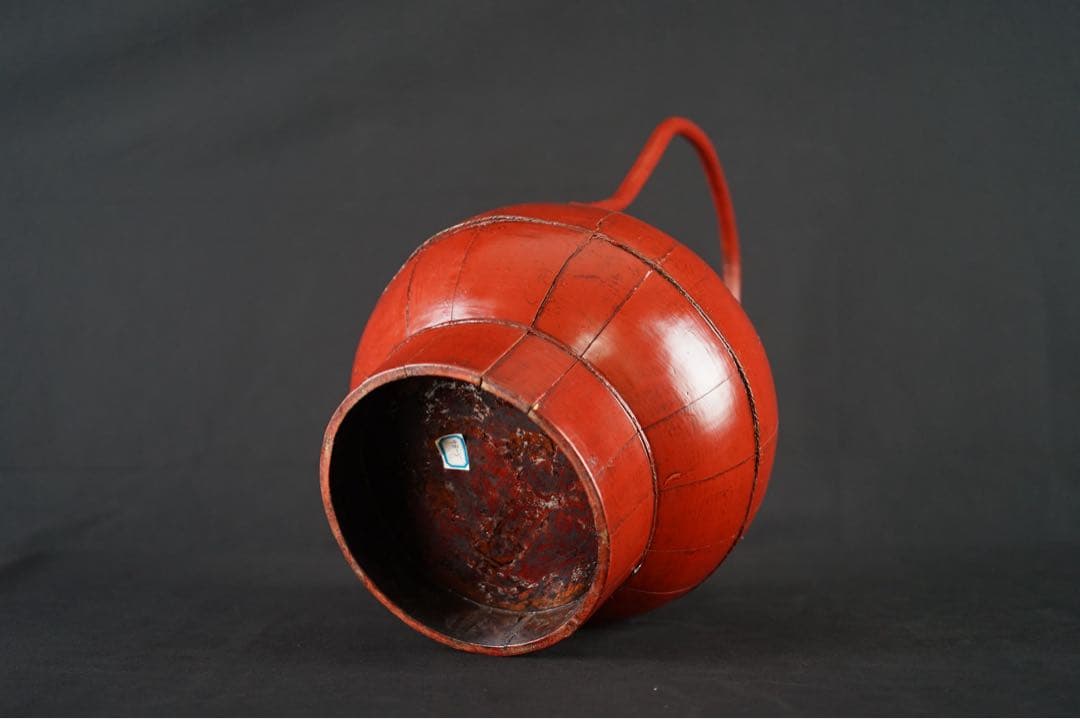 李朝 蓋物 朱漆塗 手桶 骨董 朝鮮古美術 時代物