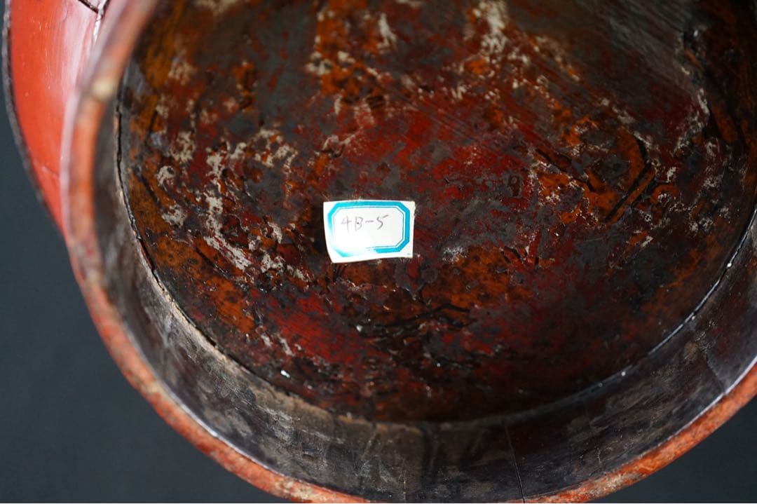 李朝 蓋物 朱漆塗 手桶 骨董 朝鮮古美術 時代物