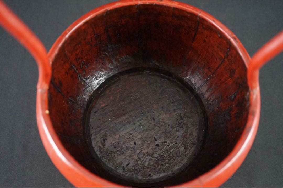 李朝 蓋物 朱漆塗 手桶 骨董 朝鮮古美術 時代物