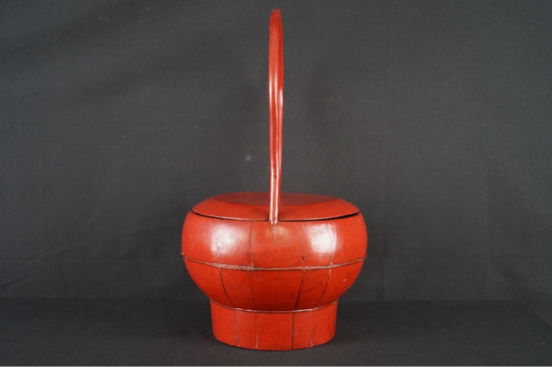 李朝 蓋物 朱漆塗 手桶 骨董 朝鮮古美術 時代物