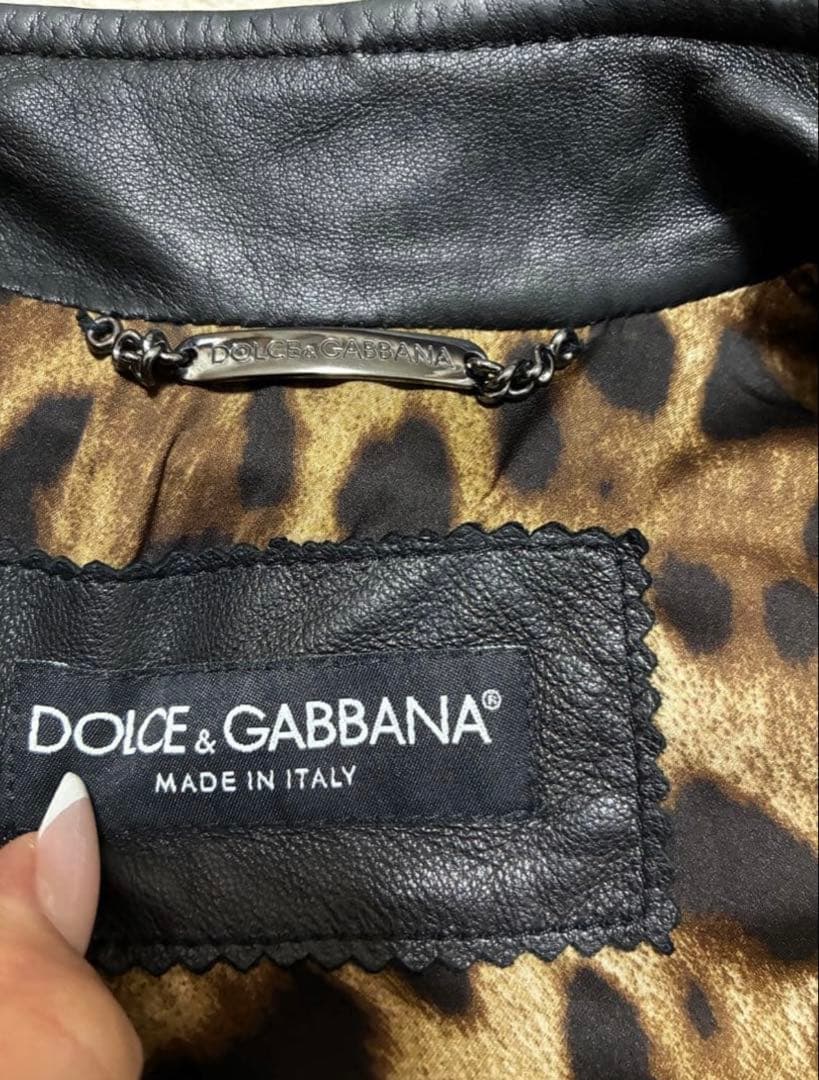 Dolce & Gabbana ブラックレザーライダージャケット 38