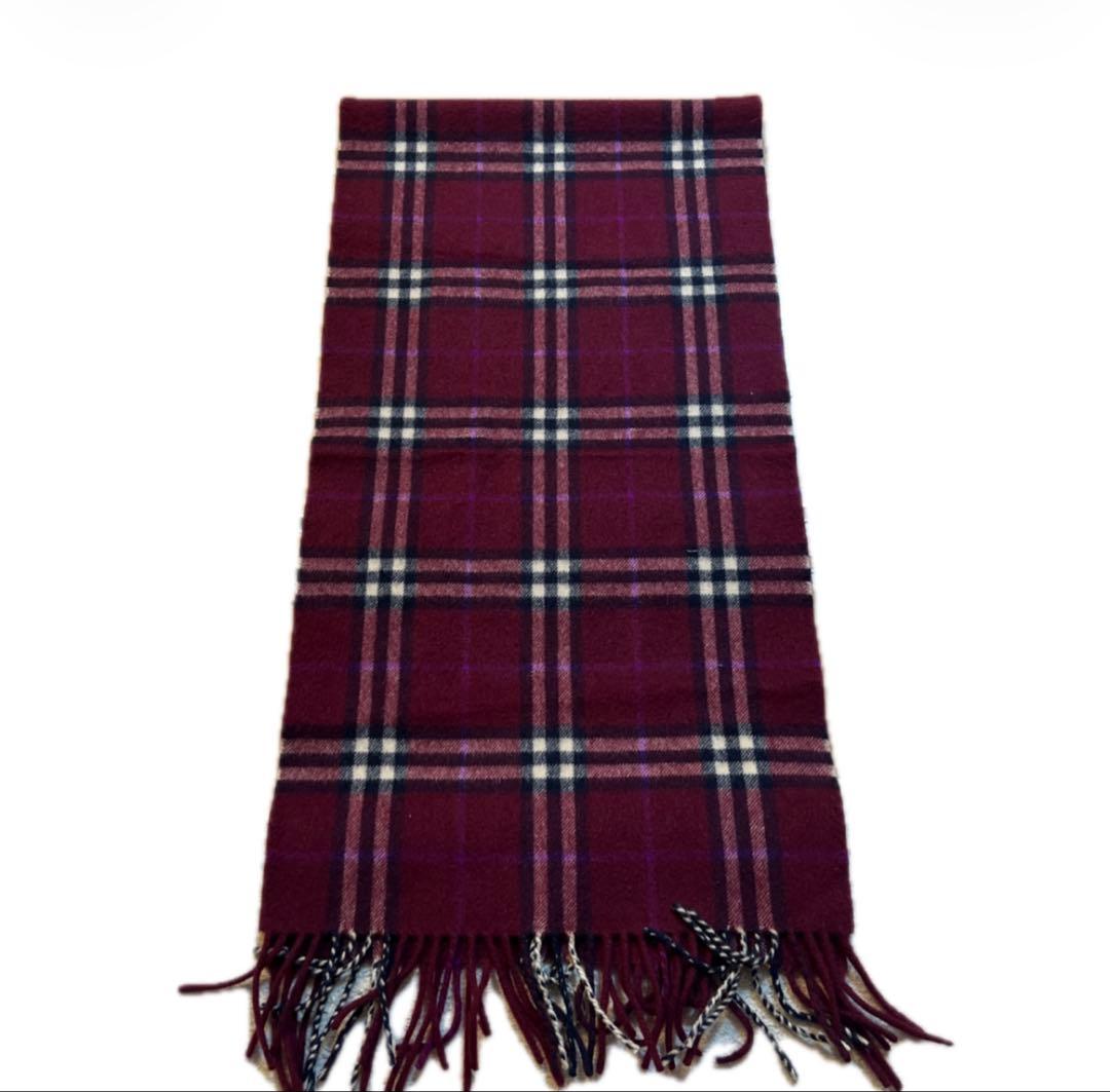 BURBERRY LONDON カシミヤマフラー 赤チェック