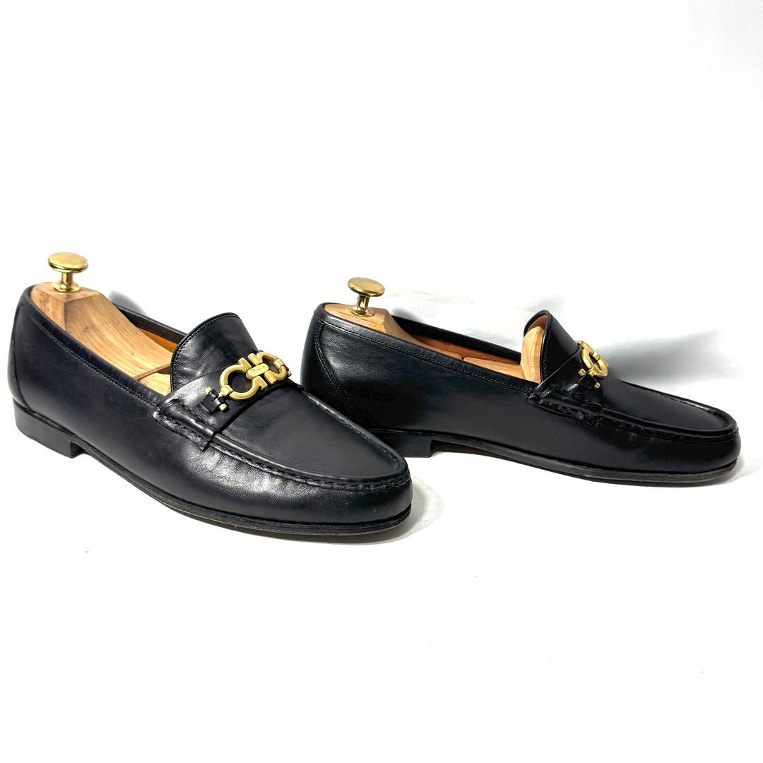 サルヴァトーレフェラガモ ガンチーニ ビットローファー 革靴 7EE 黒 男女