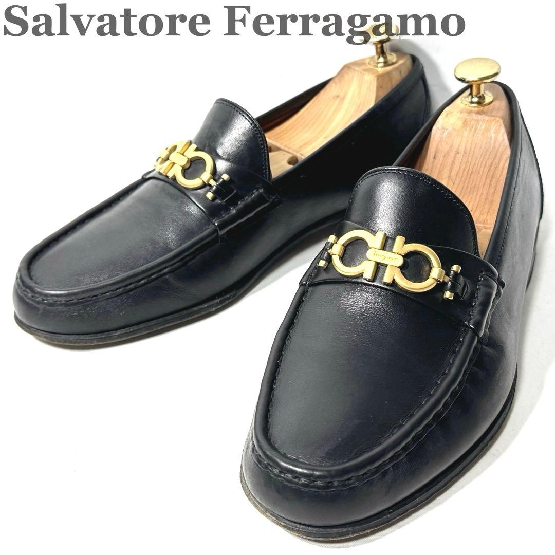 サルヴァトーレフェラガモ ガンチーニ ビットローファー 革靴 7EE 黒 男女