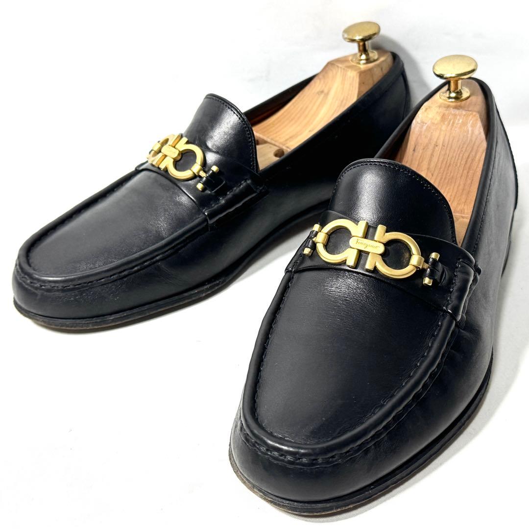 サルヴァトーレフェラガモ ガンチーニ ビットローファー 革靴 7EE 黒 男女