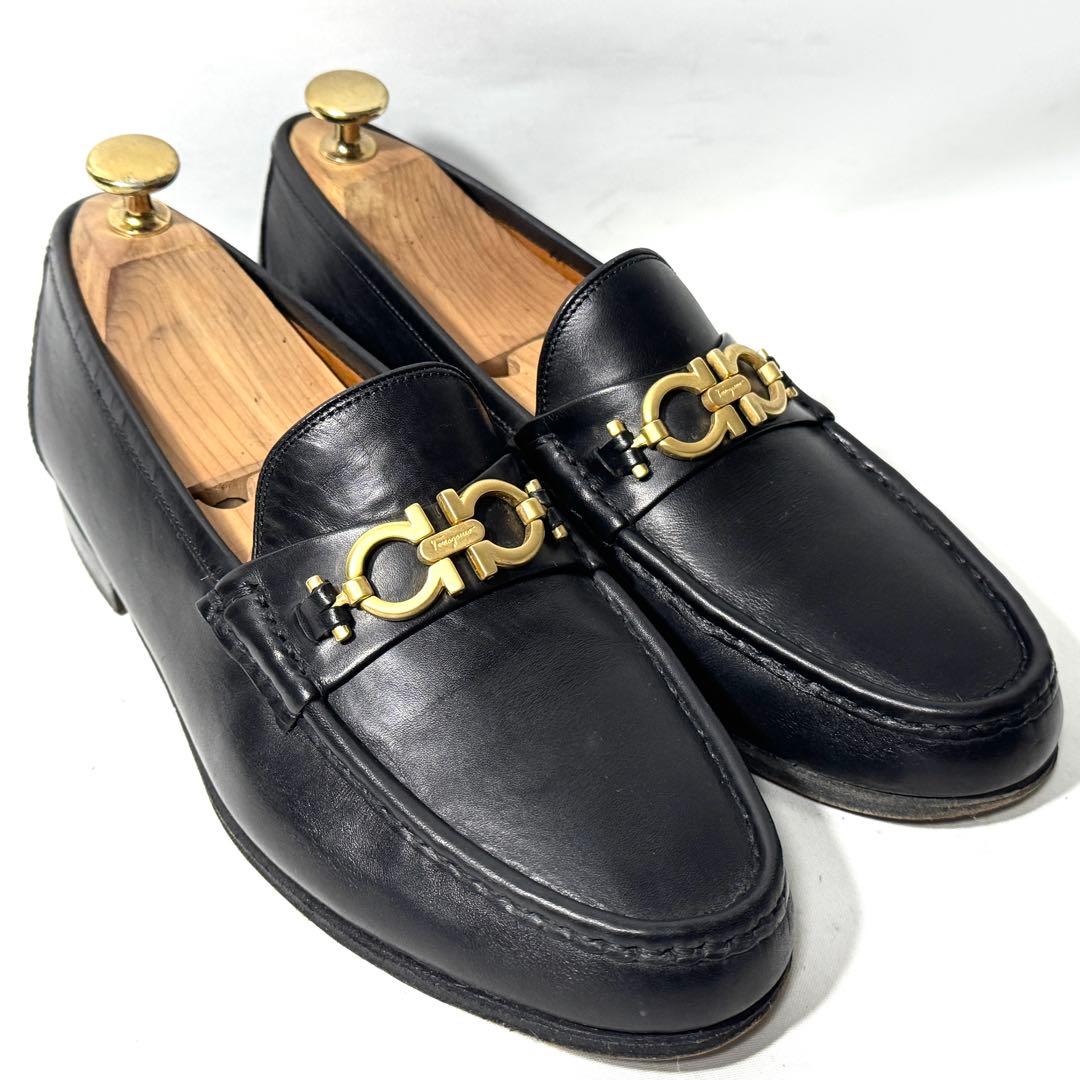 サルヴァトーレフェラガモ ガンチーニ ビットローファー 革靴 7EE 黒 男女