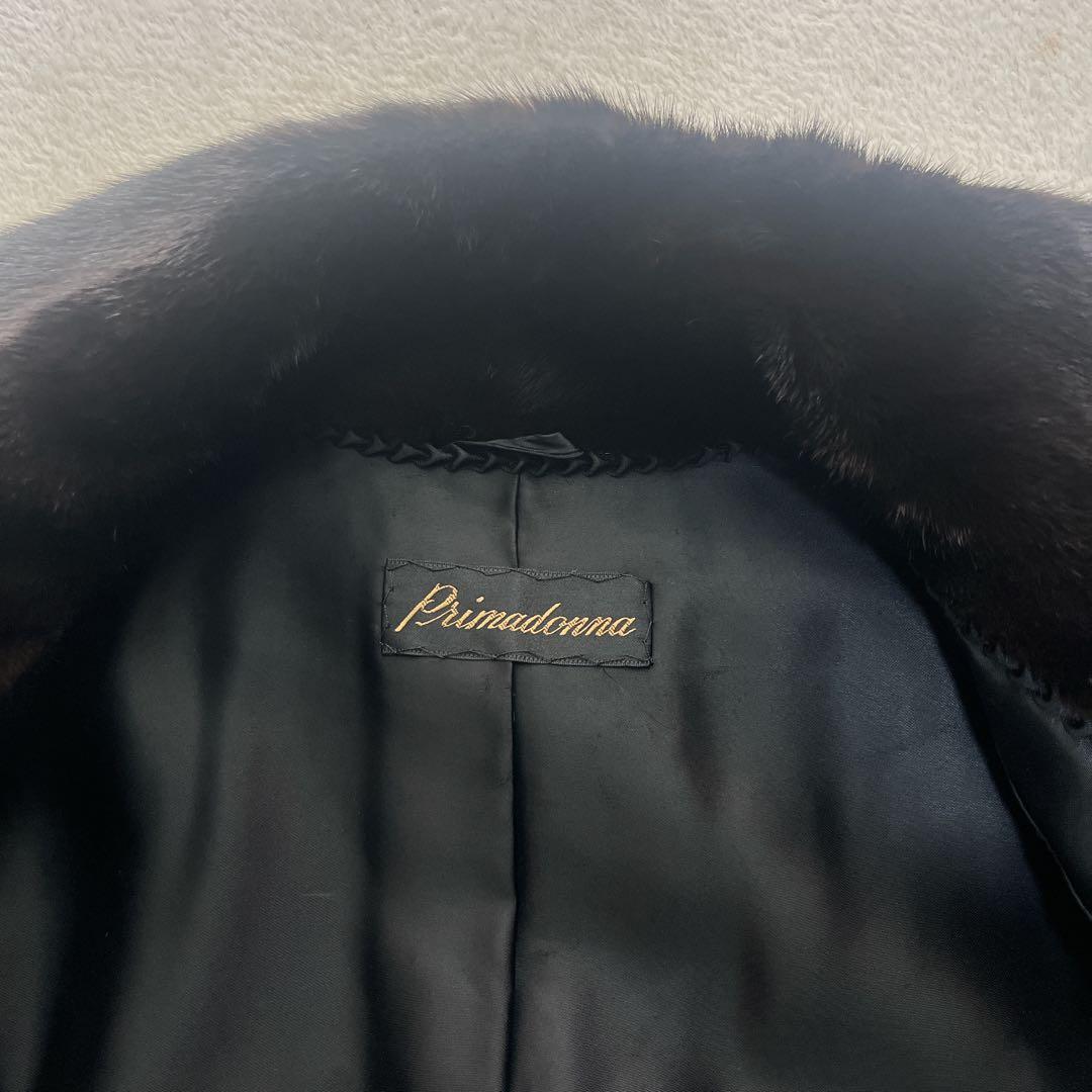 毛皮 極艶 肉厚 ブラックグラマ ダークブラウン セミロング コート F