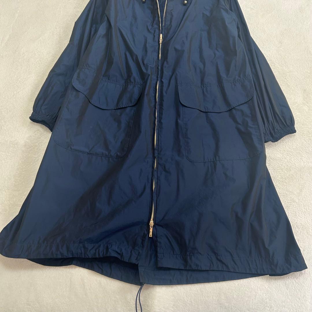 美品✨イブルース　フード　玉虫色　ロング丈　ナイロンコート　ダブルジップ　L相当