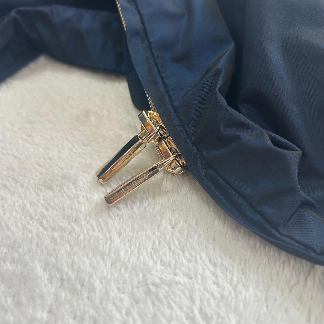 美品✨イブルース　フード　玉虫色　ロング丈　ナイロンコート　ダブルジップ　L相当