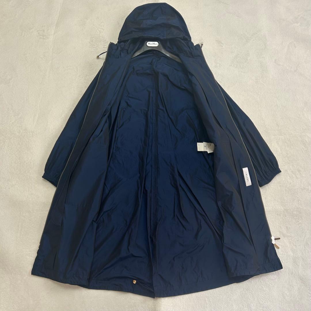 美品✨イブルース　フード　玉虫色　ロング丈　ナイロンコート　ダブルジップ　L相当