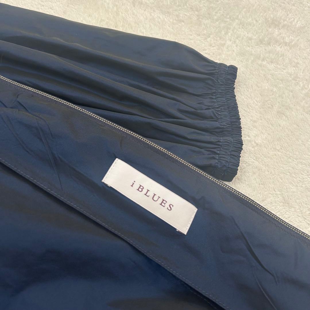 美品✨イブルース　フード　玉虫色　ロング丈　ナイロンコート　ダブルジップ　L相当