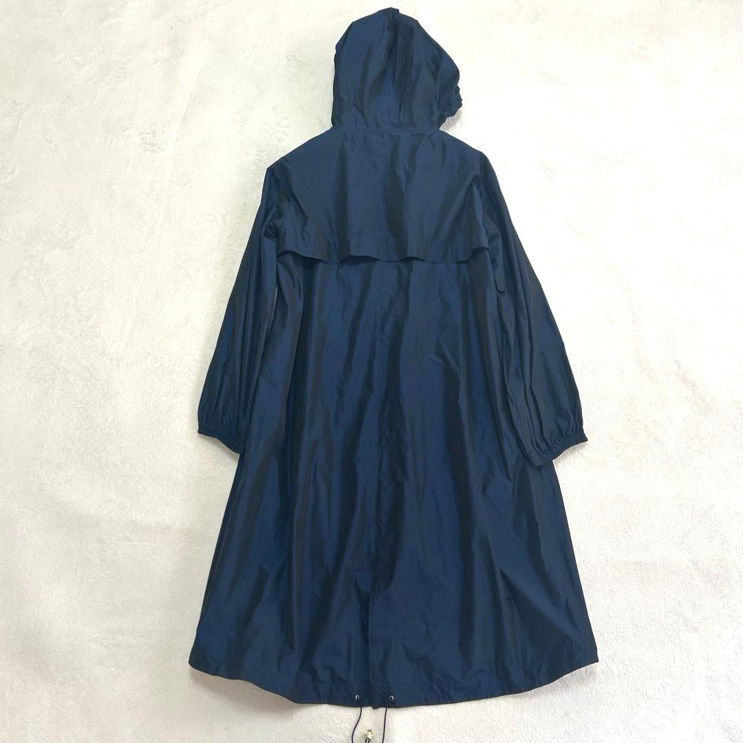 美品✨イブルース　フード　玉虫色　ロング丈　ナイロンコート　ダブルジップ　L相当