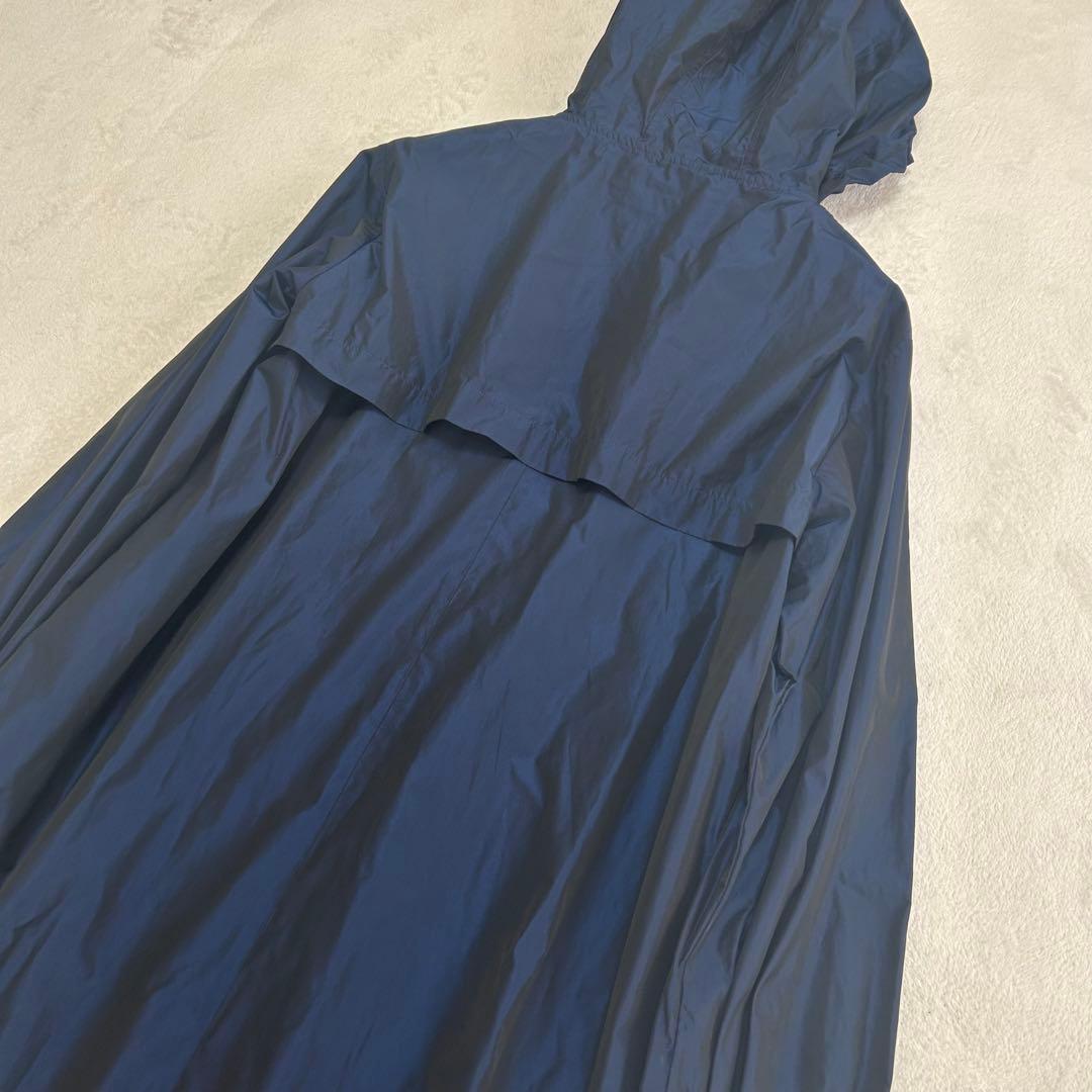 美品✨イブルース　フード　玉虫色　ロング丈　ナイロンコート　ダブルジップ　L相当