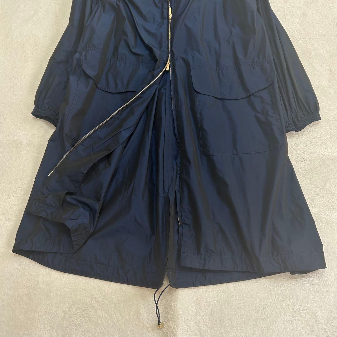 美品✨イブルース　フード　玉虫色　ロング丈　ナイロンコート　ダブルジップ　L相当