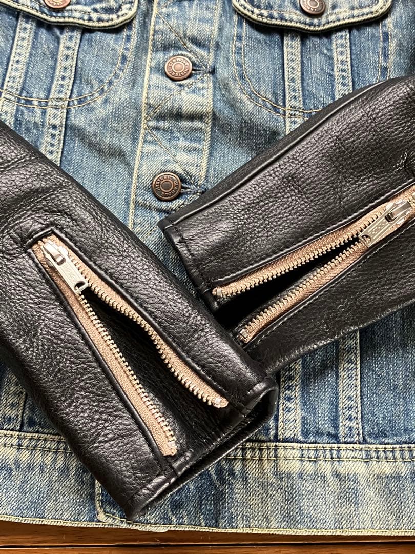 HYSTERIC GLAMOUR レザースリーブ デニムジャケット F