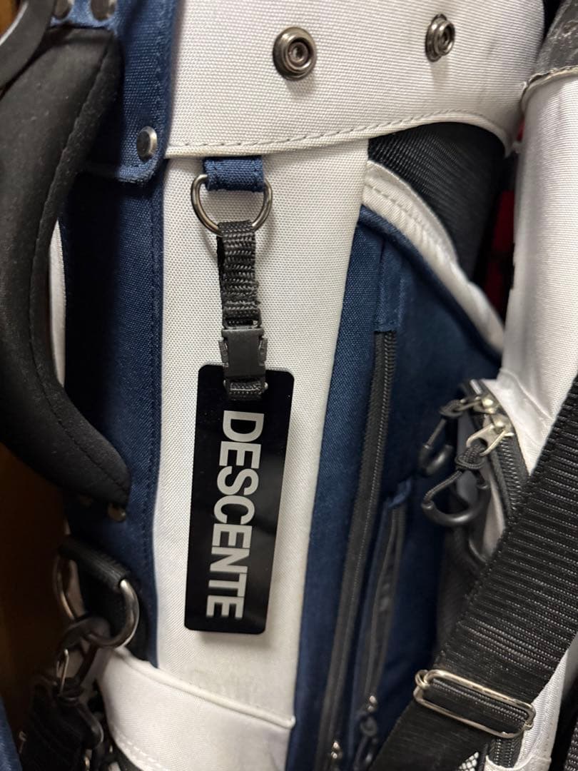 DESCENTE 軽量スタンドゴルフバッグ 紺x白 おまけデサントサブバッグ付
