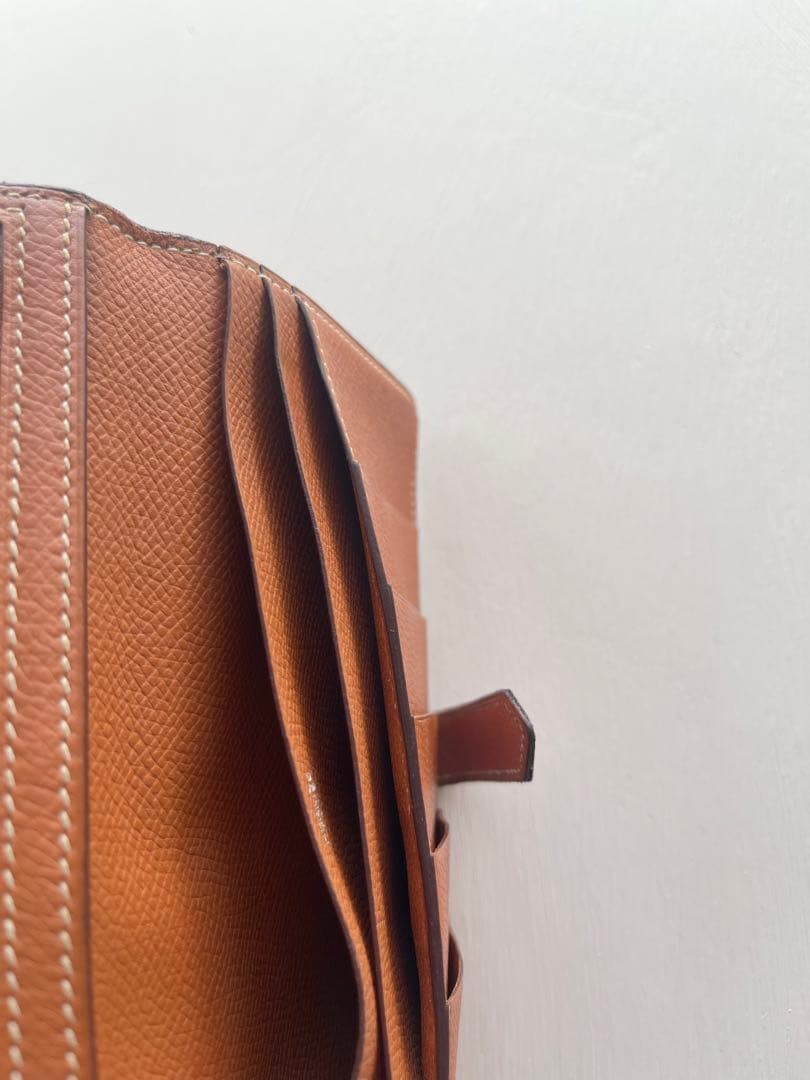HERMES エルメス べアンスフレ オレンジブラウン □I刻 長財布