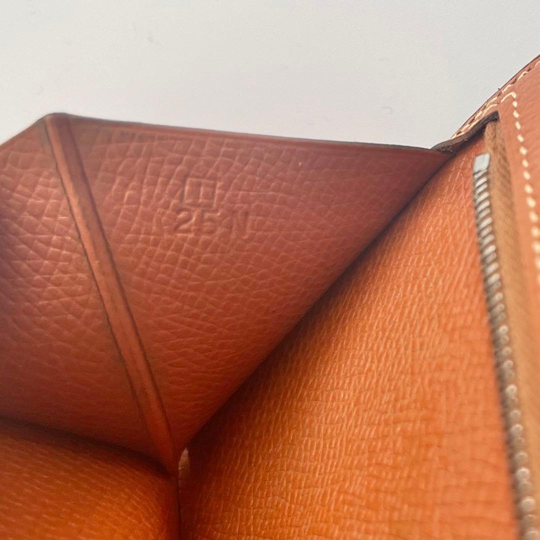 HERMES エルメス べアンスフレ オレンジブラウン □I刻 長財布