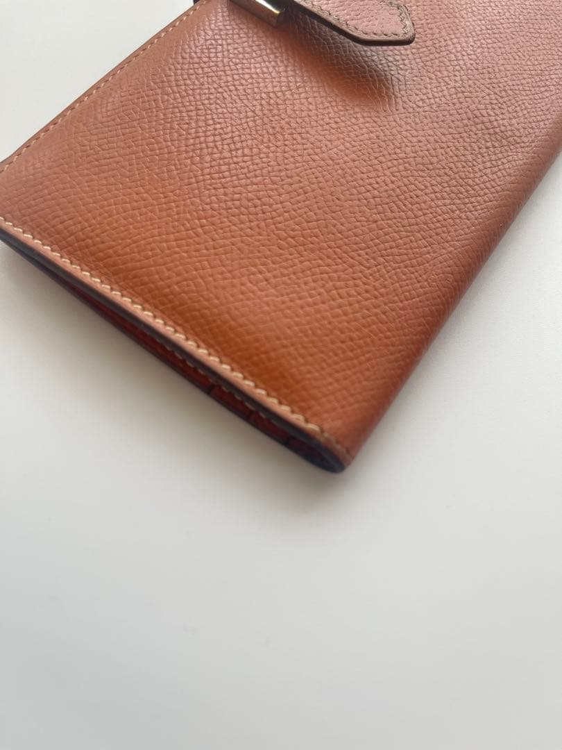 HERMES エルメス べアンスフレ オレンジブラウン □I刻 長財布