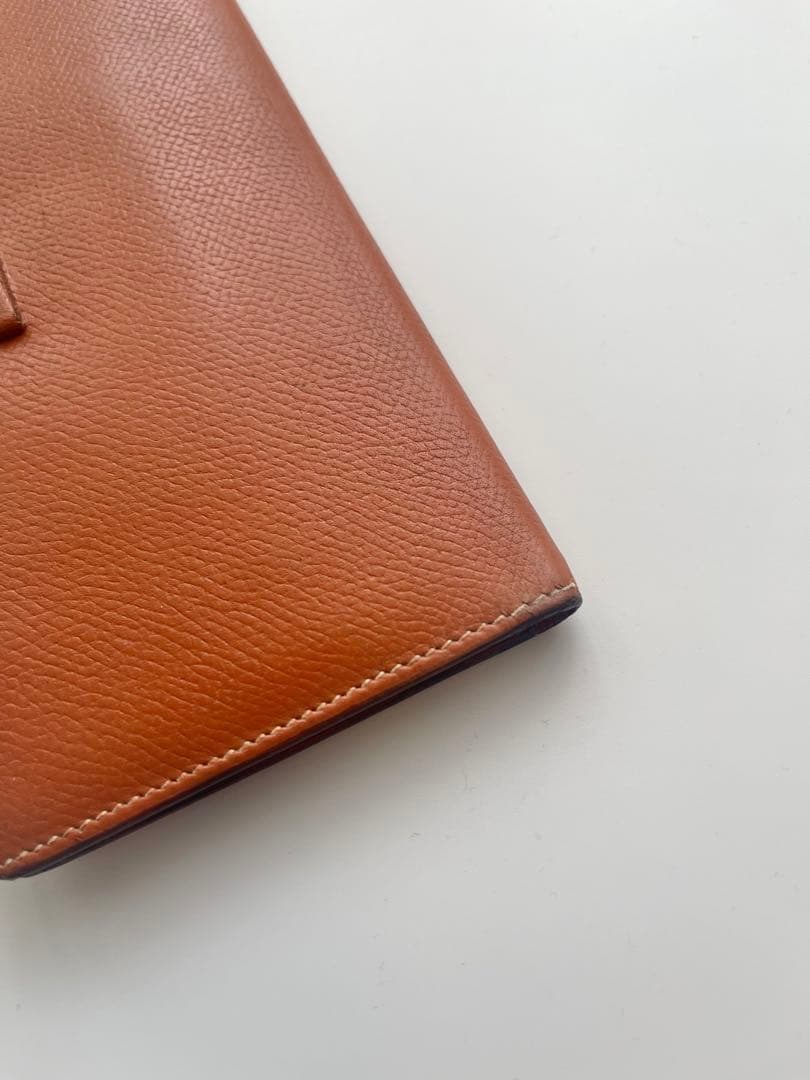 HERMES エルメス べアンスフレ オレンジブラウン □I刻 長財布