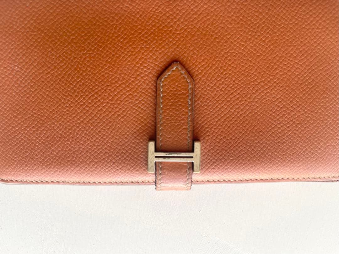 HERMES エルメス べアンスフレ オレンジブラウン □I刻 長財布